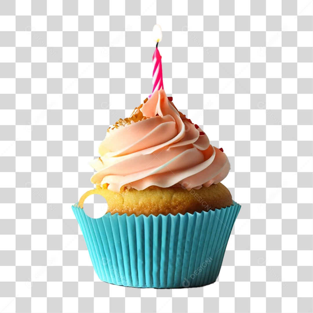 Bolinho de Aniversário Enfeitado PNG Transparente