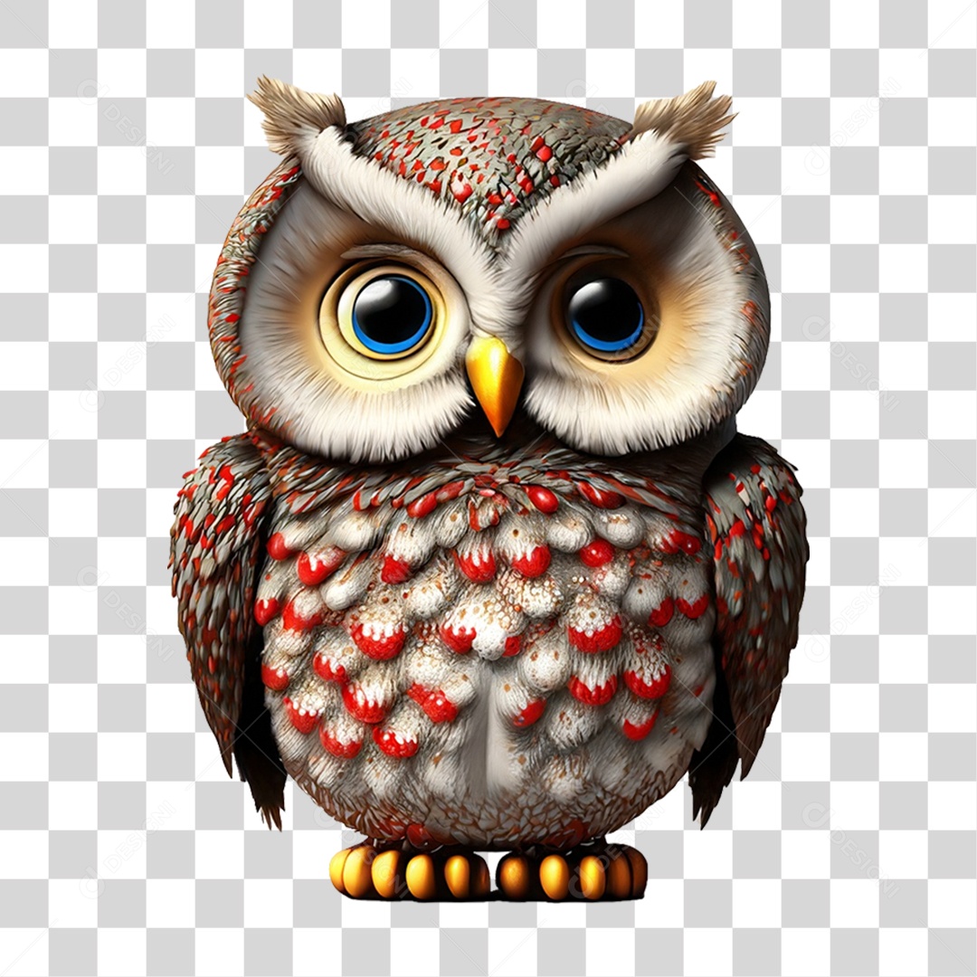 Coruja Natalina Decoração 3D PNG Transparente