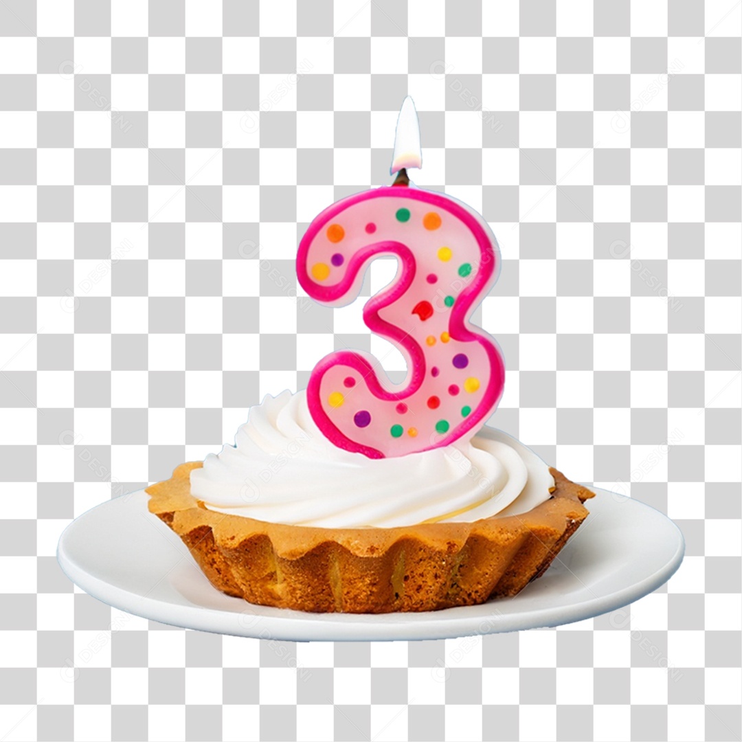 Bolinho de Aniversário Enfeitado PNG Transparente