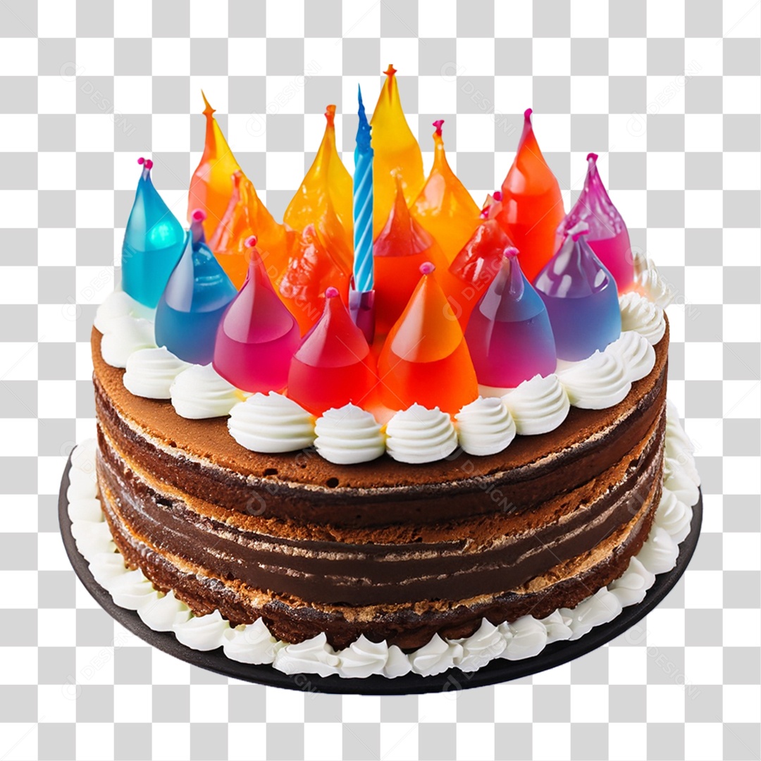 Bolo de Aniversário Enfeitado PNG Transparente