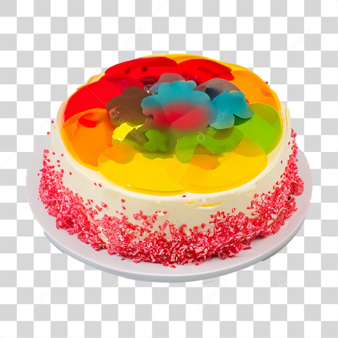 Bolo de Aniversário Enfeitado PNG Transparente
