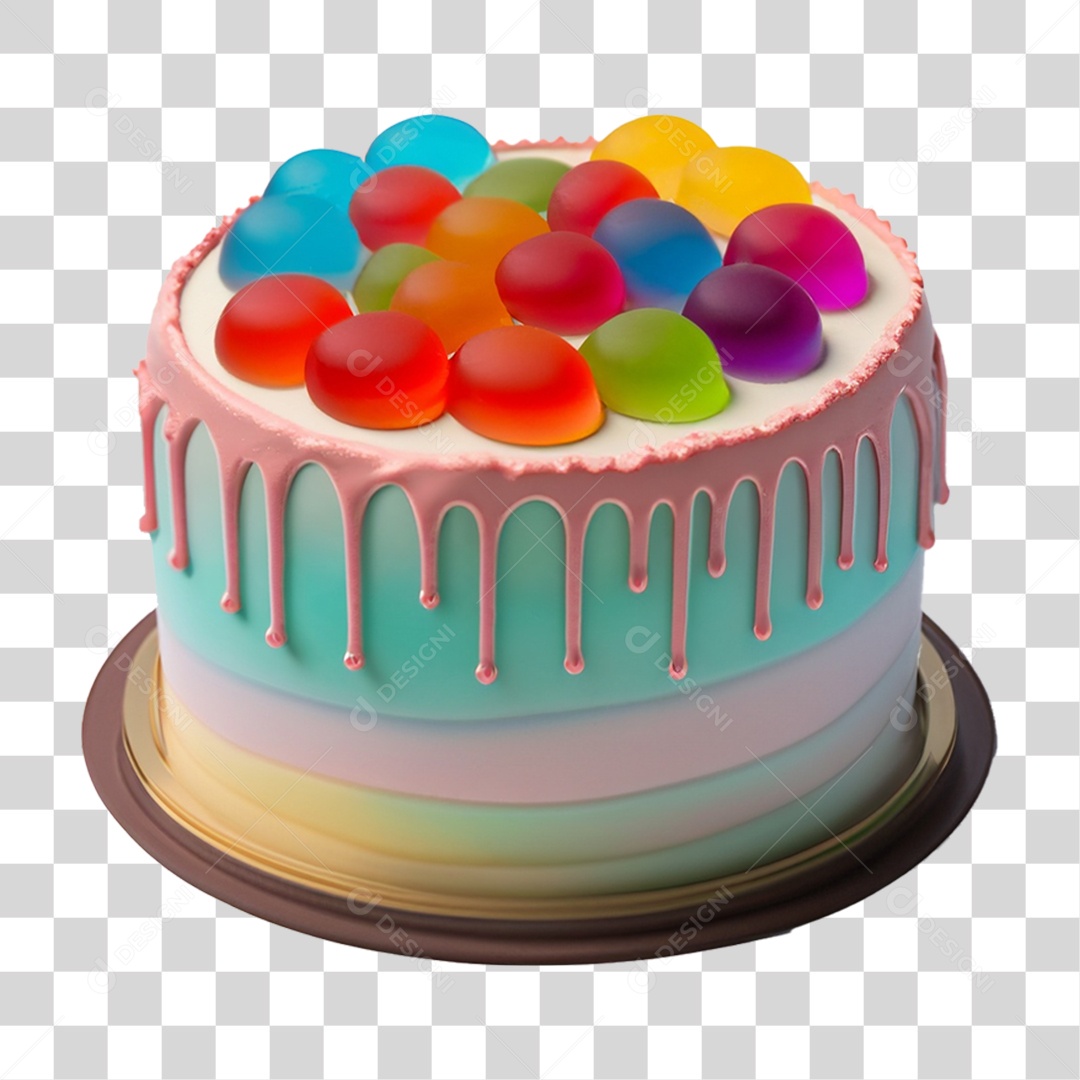 Bolo de Aniversário Enfeitado PNG Transparente