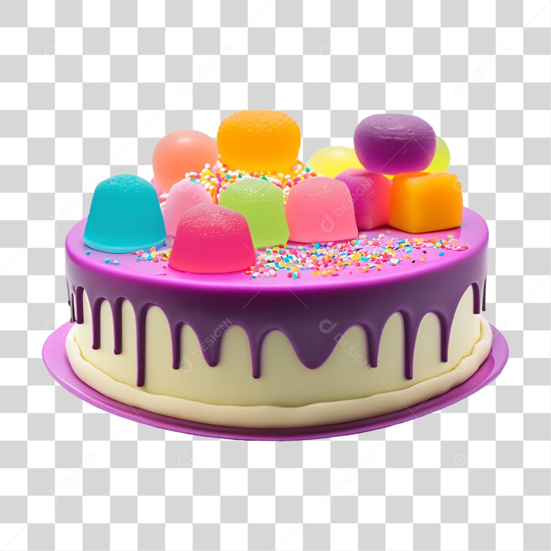 Bolo de Aniversário Enfeitado PNG Transparente
