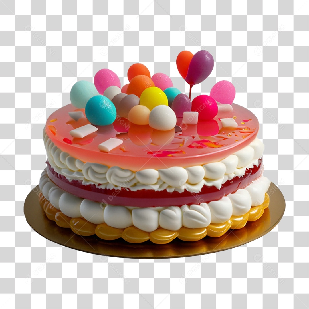 Bolo de Aniversário Enfeitado PNG Transparente