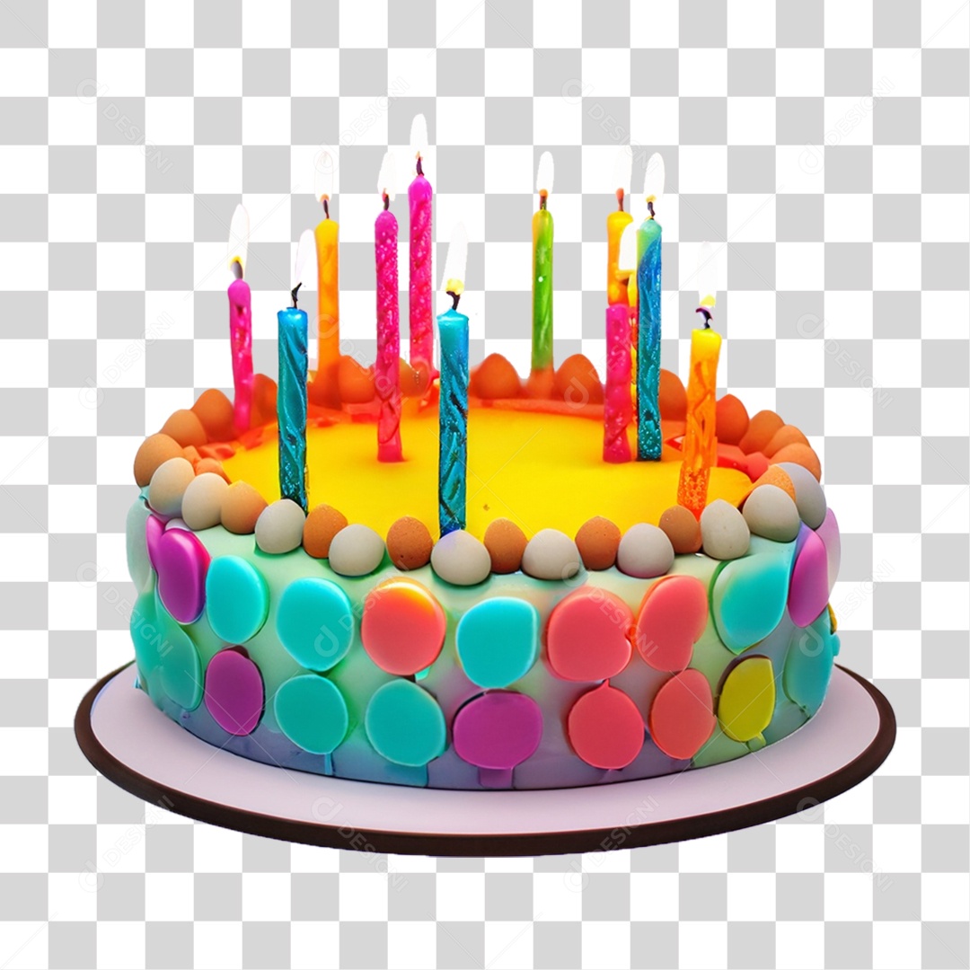 Bolo de Aniversário Enfeitado PNG Transparente