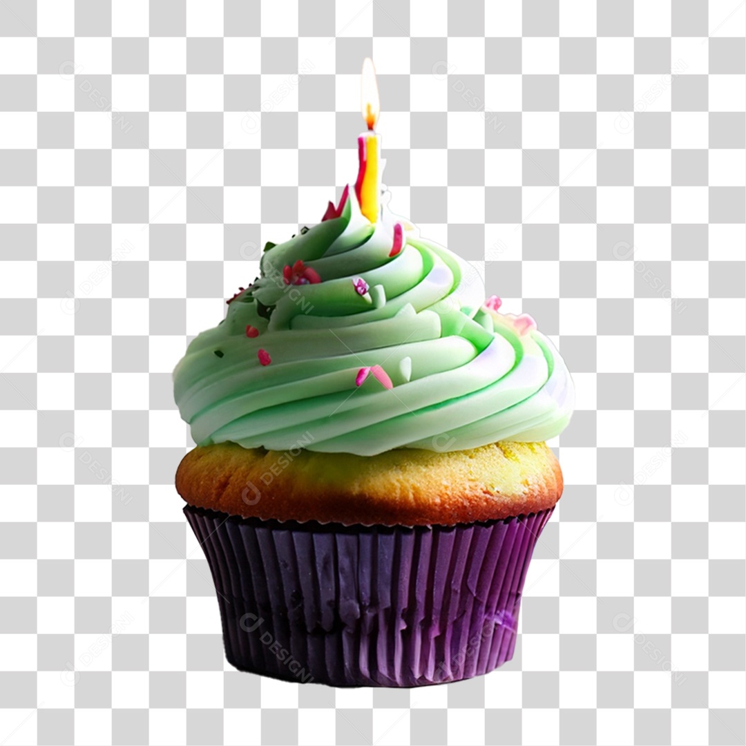 Bolinho de Aniversário Enfeitado PNG Transparente