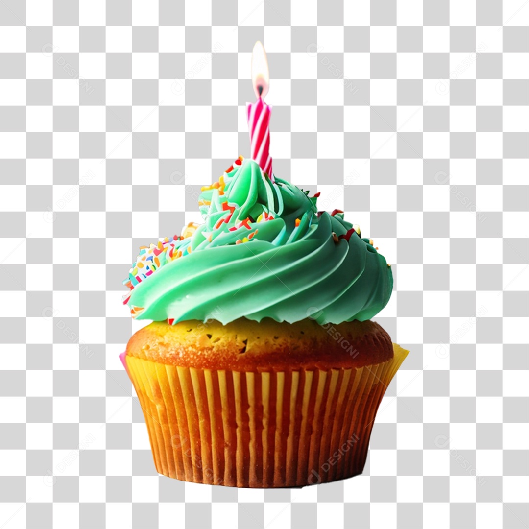 Bolinho de Aniversário Enfeitado PNG Transparente