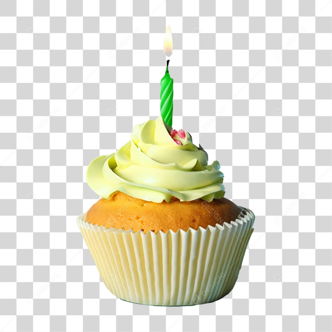 Bolinho de Aniversário Enfeitado PNG Transparente