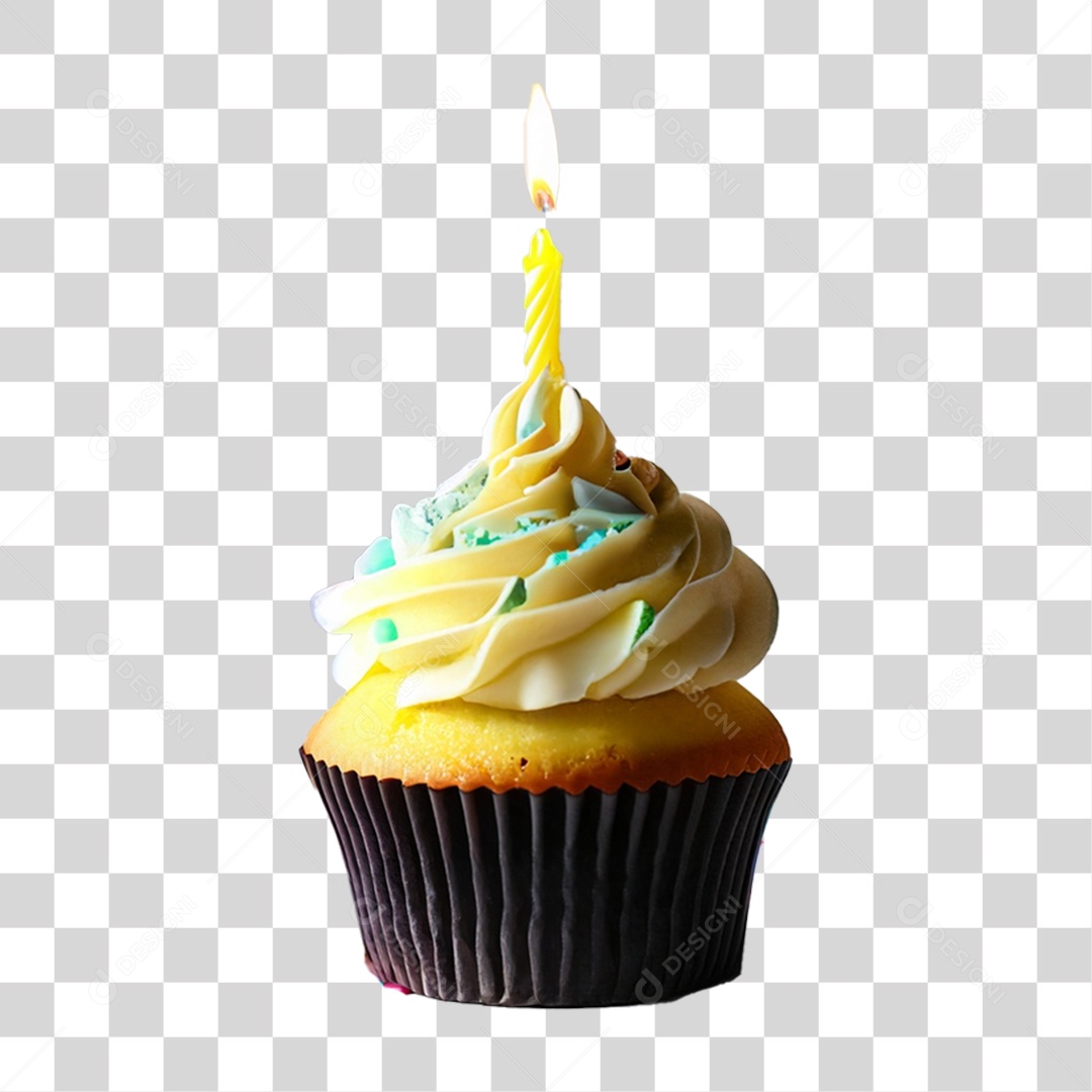 Bolinho de Aniversário Enfeitado PNG Transparente