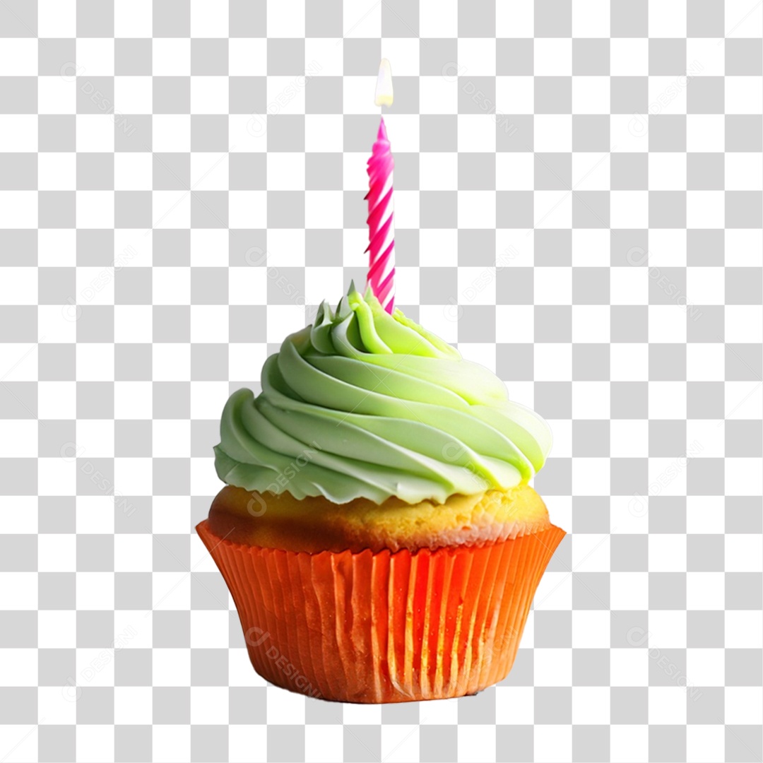 Bolinho de Aniversário Enfeitado PNG Transparente