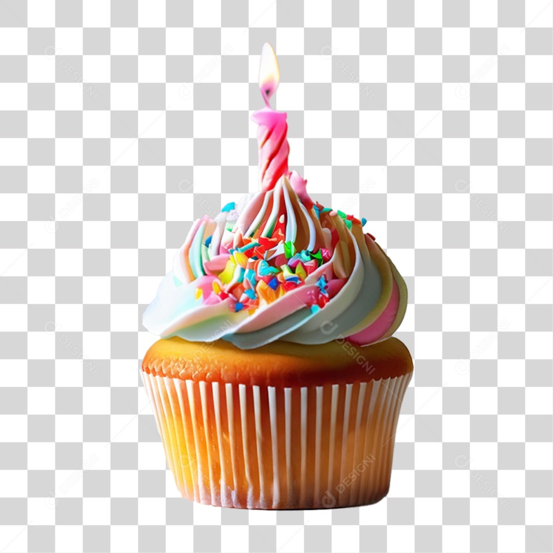 Bolinho de Aniversário Enfeitado PNG Transparente