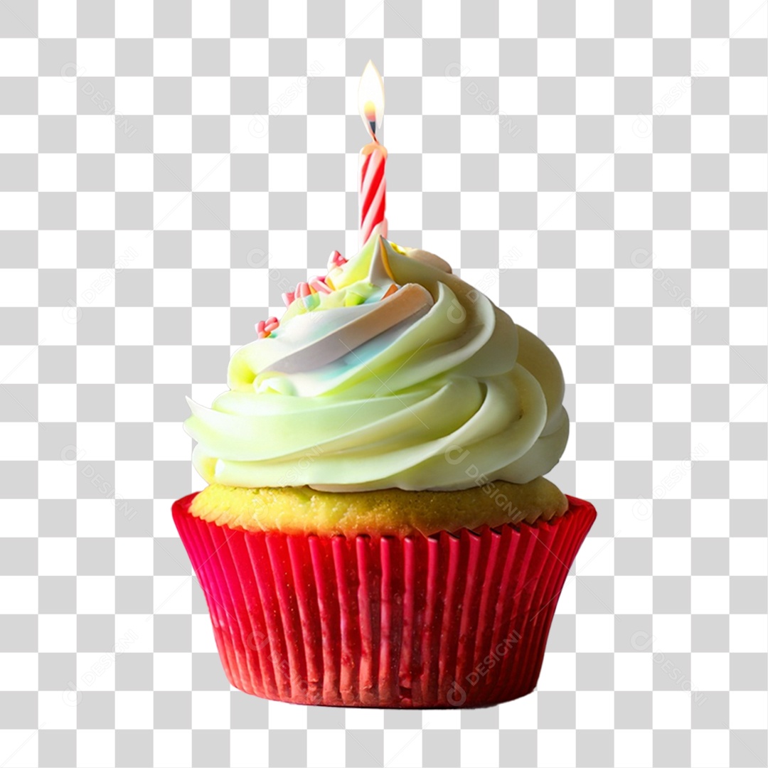 Bolinho de Aniversário Enfeitado PNG Transparente