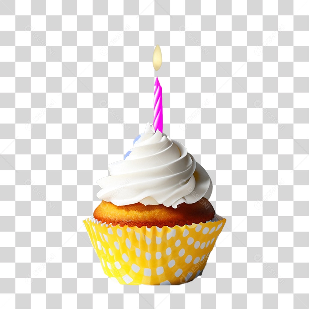 Bolinho de Aniversário Enfeitado PNG Transparente