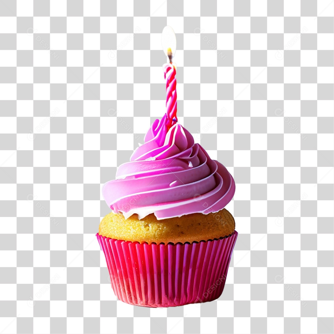 Bolinho de Aniversário Enfeitado PNG Transparente