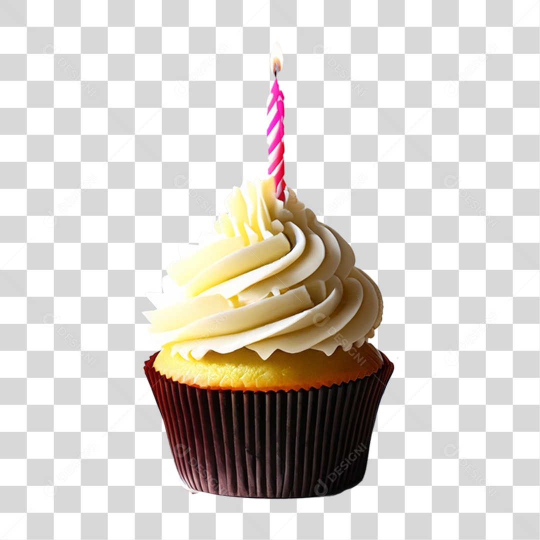 Bolinho de Aniversário Enfeitado PNG Transparente