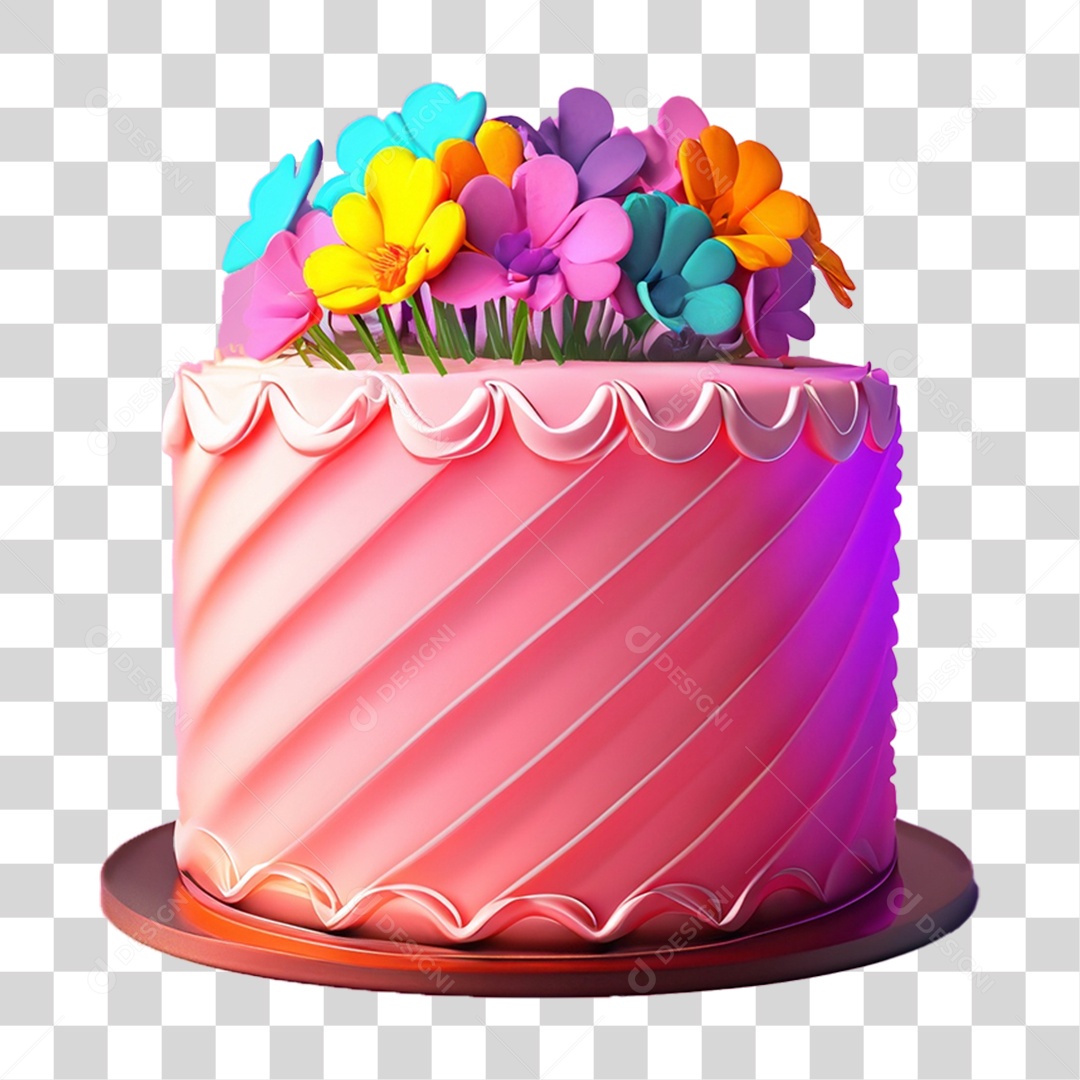 Bolo de Aniversário Enfeitado PNG Transparente