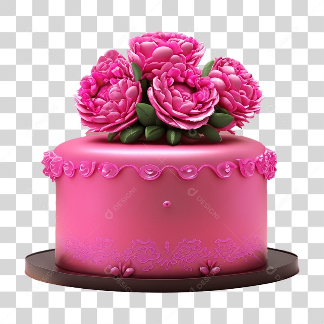 Bolo de Aniversário Enfeitado PNG Transparente