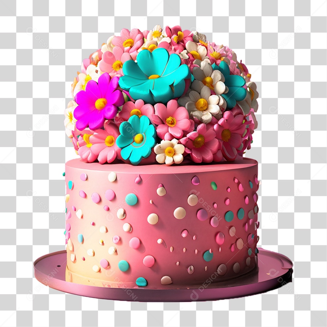 Bolo de Aniversário Enfeitado PNG Transparente