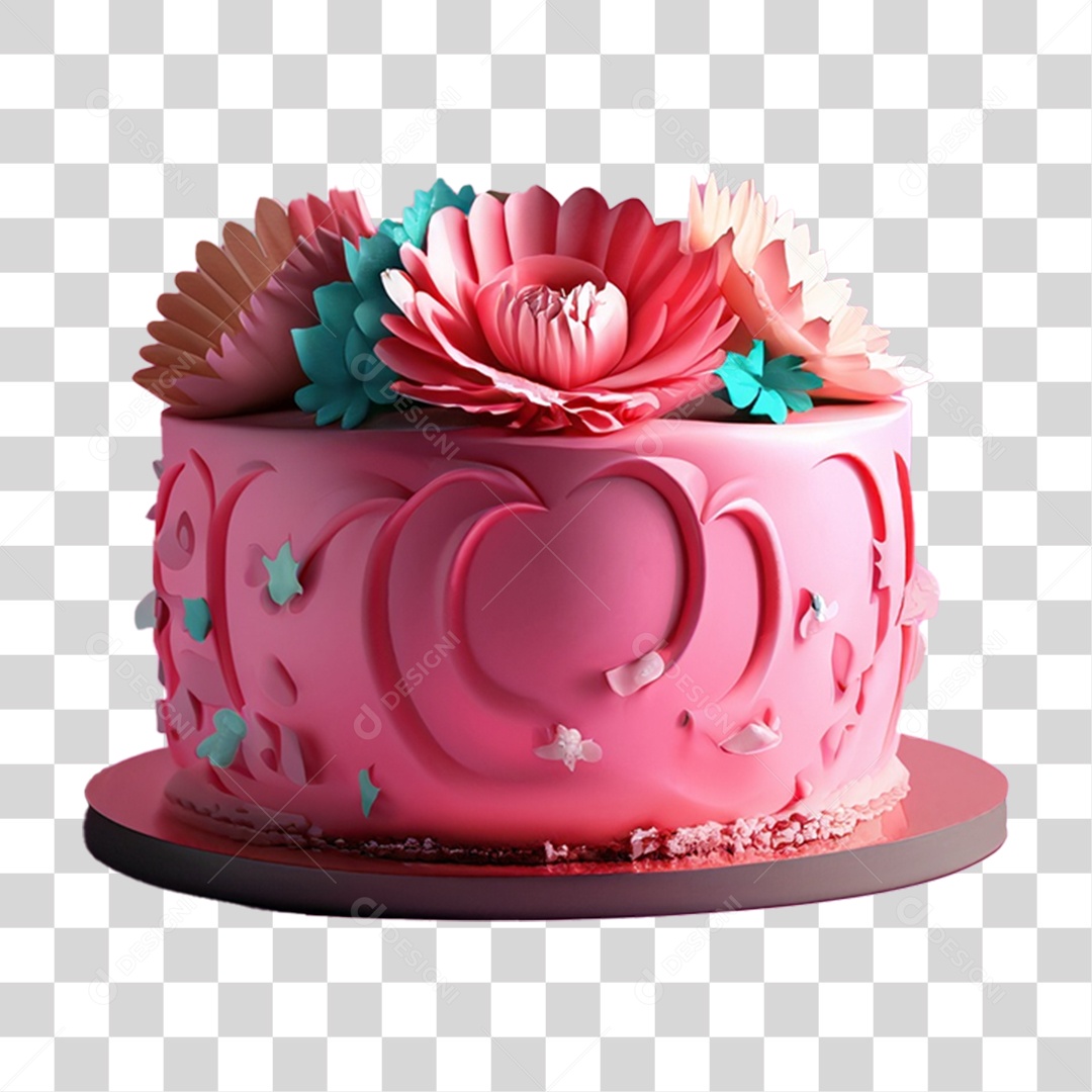 Bolo de Aniversário Enfeitado PNG Transparente