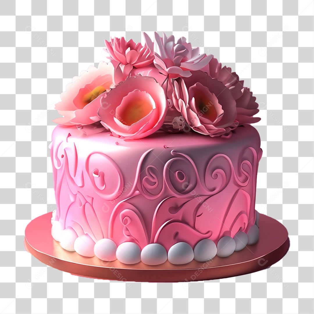 Bolo de Aniversário Enfeitado PNG Transparente