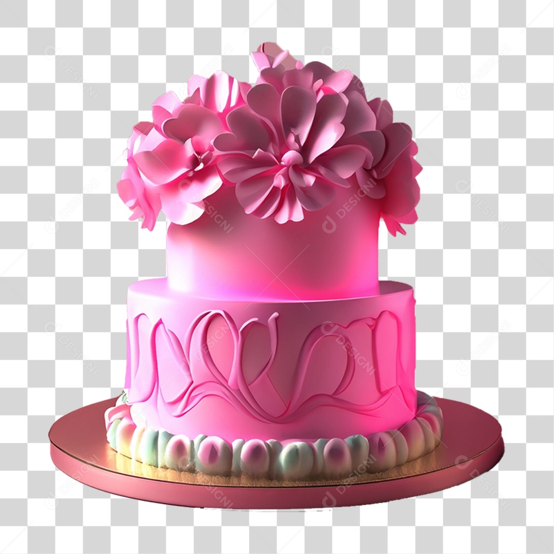 Bolo de Aniversário Enfeitado PNG Transparente