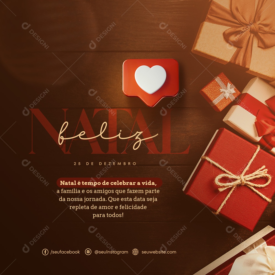 Tempo De Celebrar a Vida Feliz Natal Social Media PSD Editável