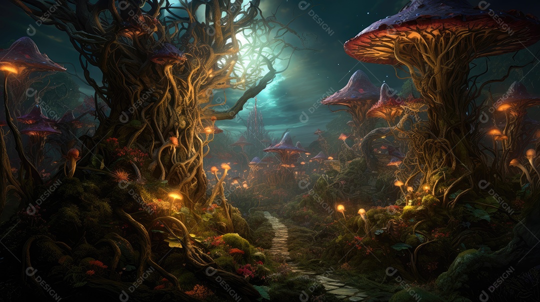 Um mundo de magia e fantasia com criaturas fantásticas