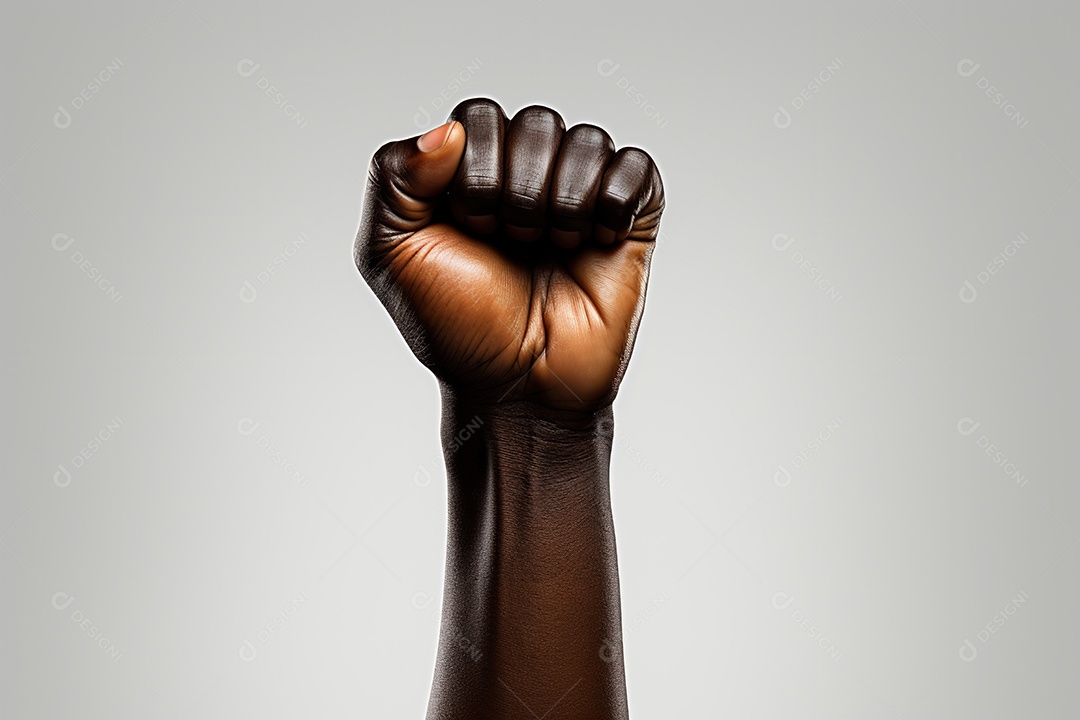 Close-up do punho do homem afro-americano com o punho levantado
