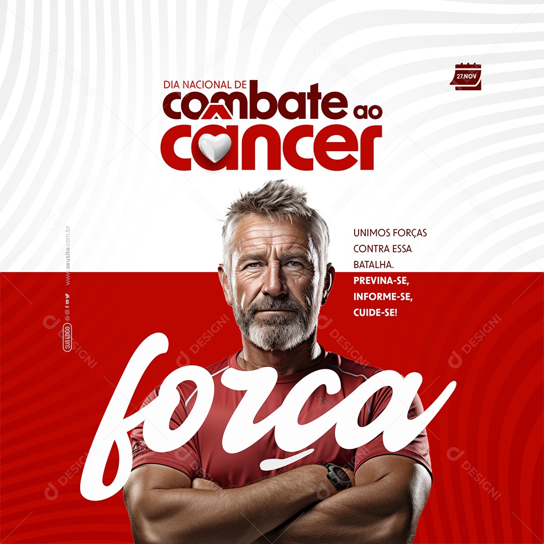 Dia Nacional de Combate ao Câncer 27 de Novembro Unimos Forças Contra essa Batalha Social Media PSD Editável