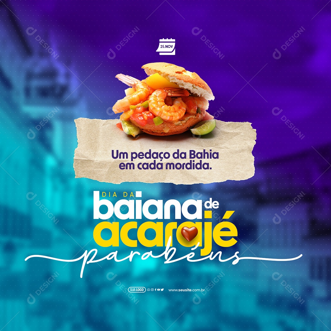Baiana de Acarajé Day November 25th a Piece of Bahia in Every Bite Social Media Editable PSD
