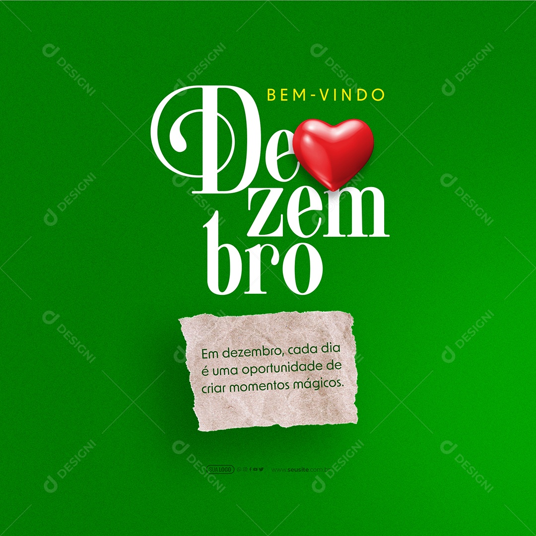 Bem Vindo Dezembro Social Cada Dia é uma Oportunidade de Criar Momentos Mágicos Media PSD Editável