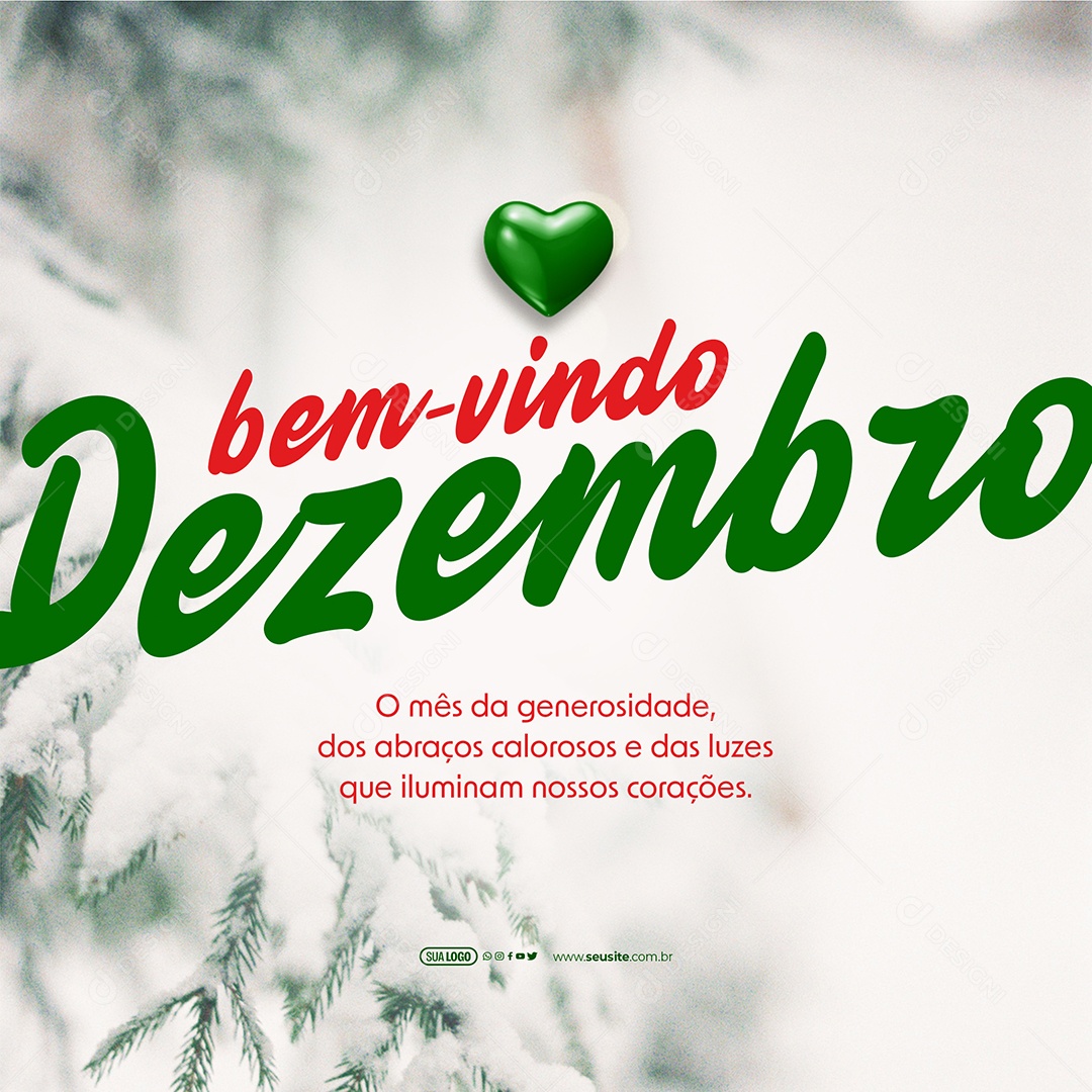 Bem Vindo Dezembro o Mês da Generosidade dos Abraços Calorosos e das Luzes que Iluminam Nossos Corações Social Media PSD Editável