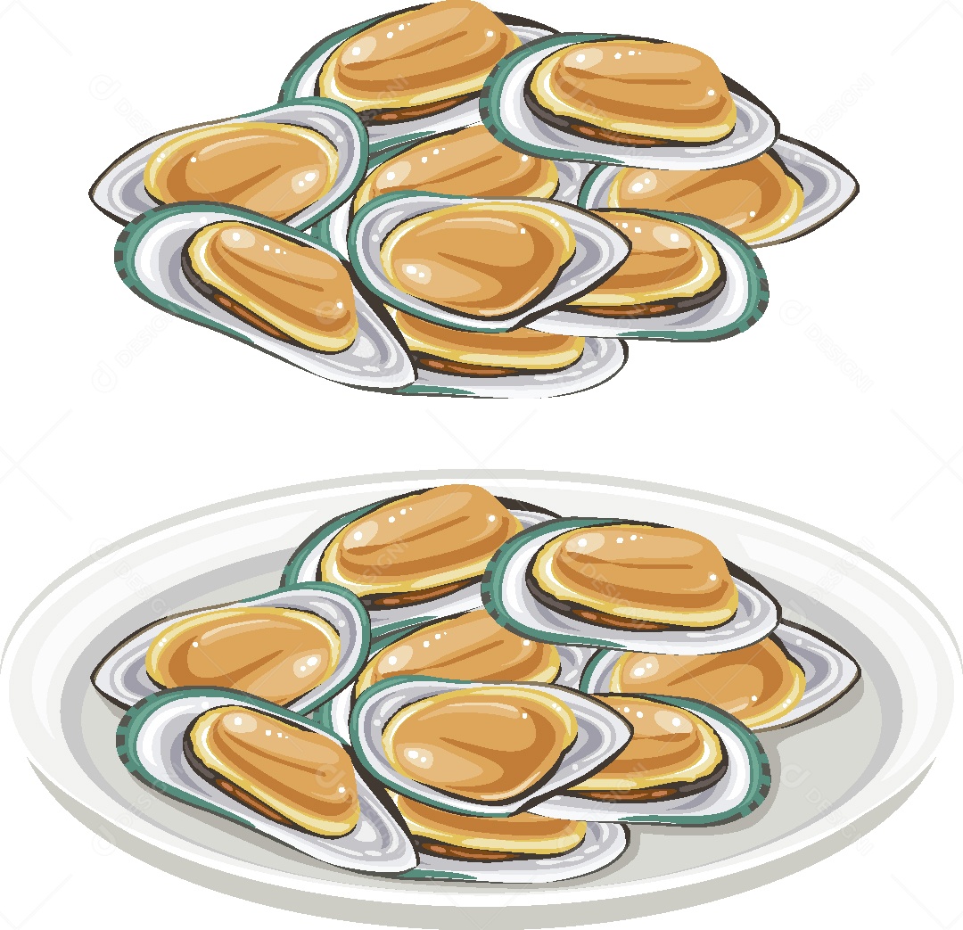 Mexilhões Frescos Ilustração Vetor EPS