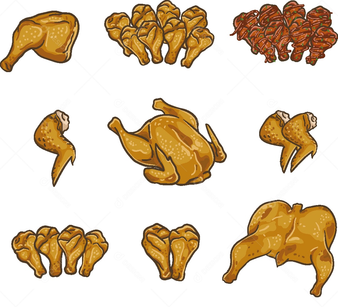 Frango Assado Ilustração Vetor EPS