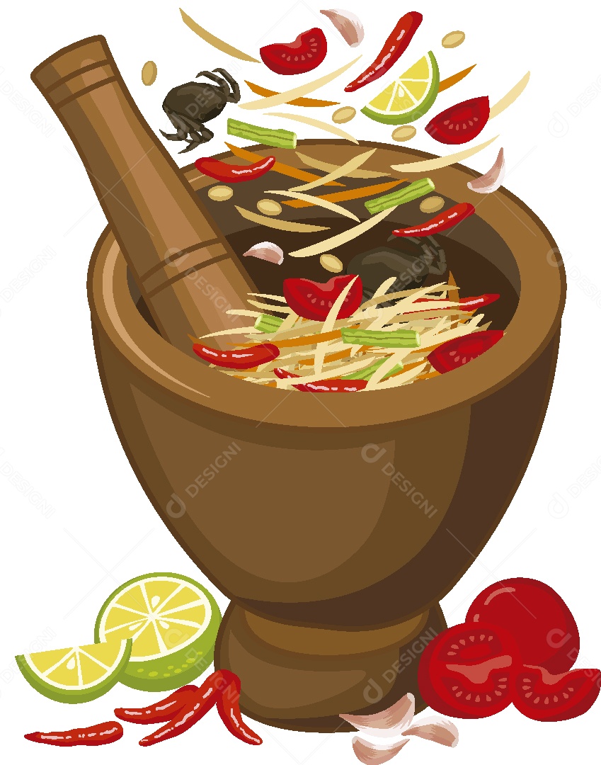 Ilustração de Pilão Pisando Temperos Vetor EPS