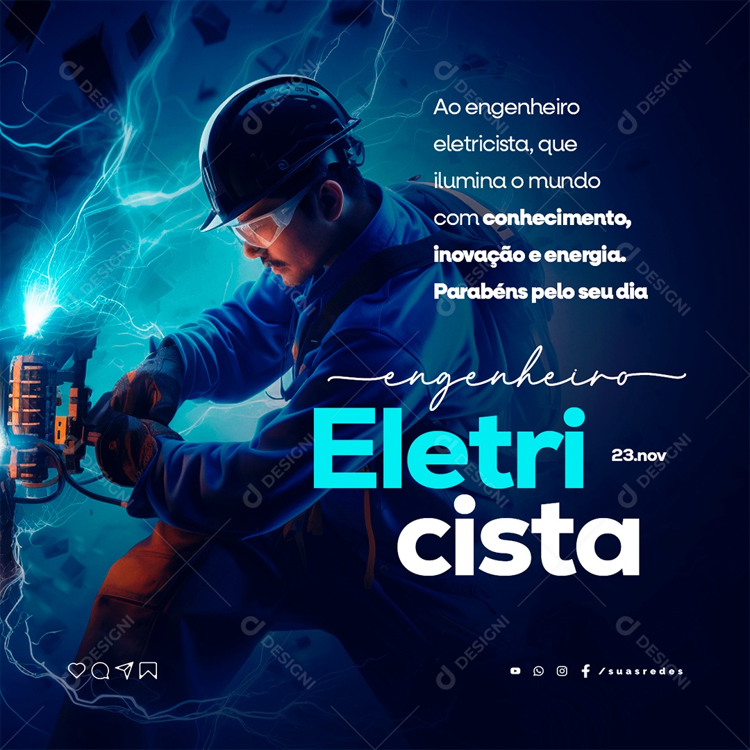 Dia do Engenheiro Eletricista 23 de Novembro Social Media PSD Editável