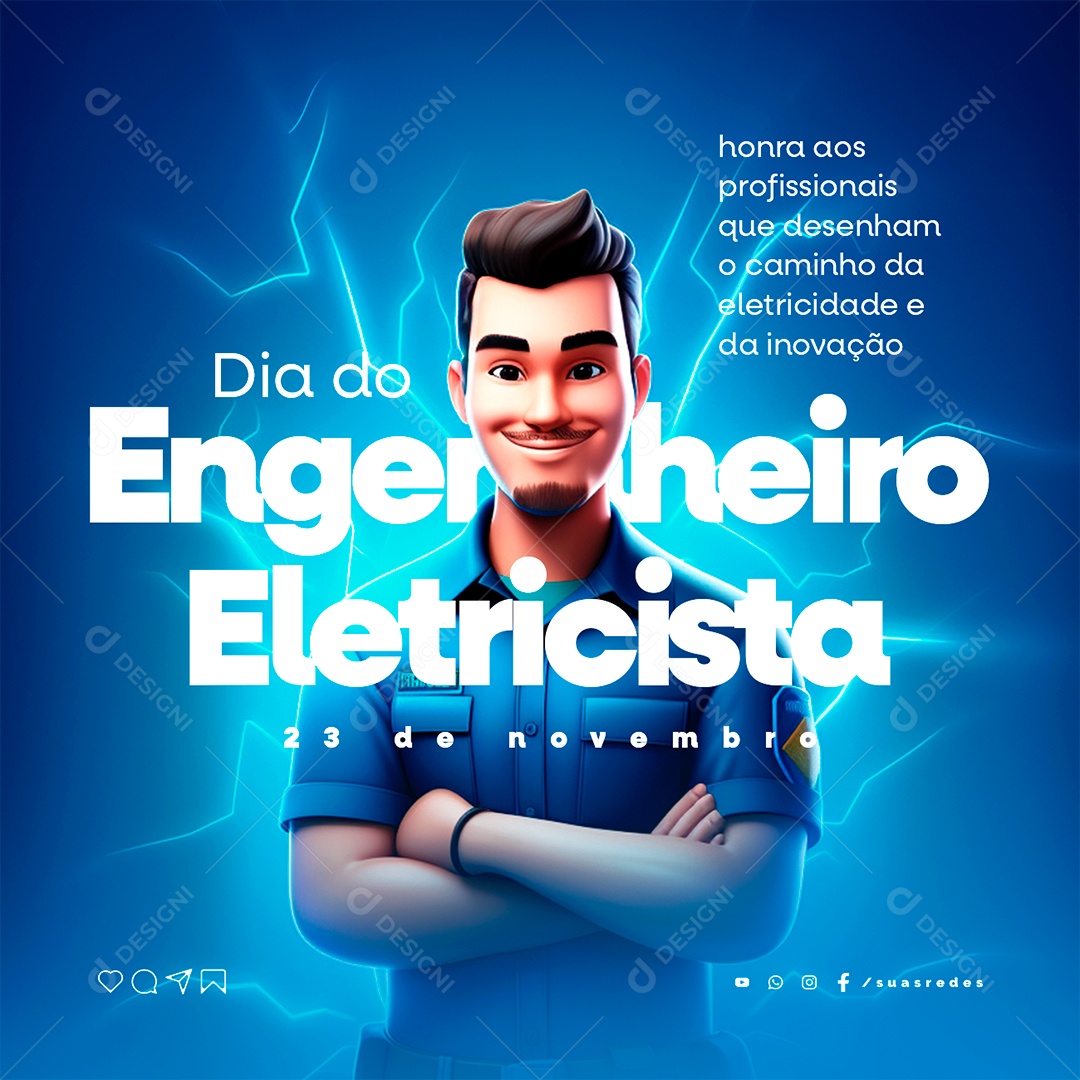 Social Media Electrical Engineer's Day Honors Professionals Editable PSD