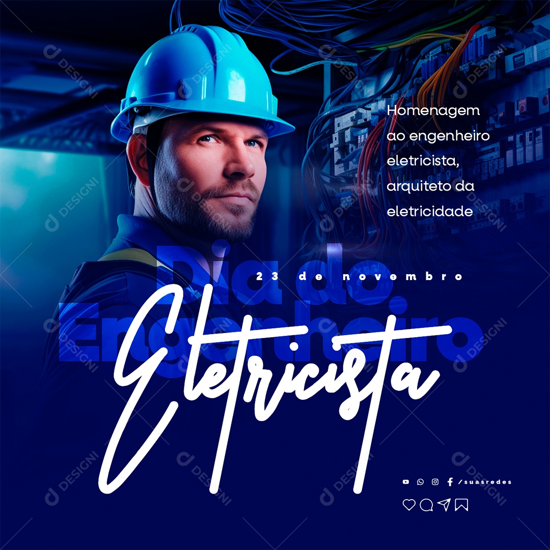 Electrician Engineer's Day Tribute to the Electrical Engineer Social Media PSD Editable