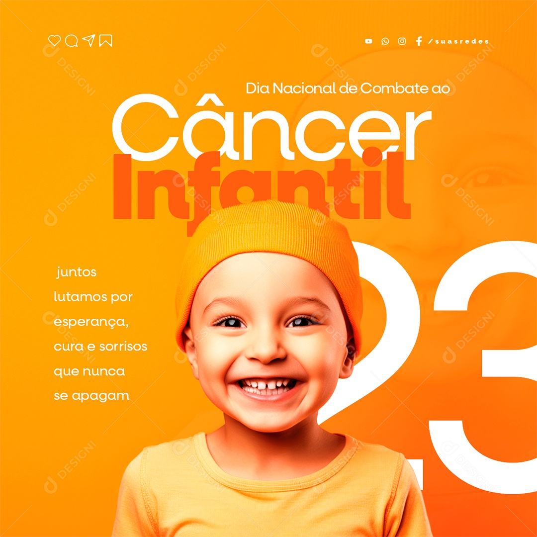 Dia Nacional do Combate Câncer Juntos Lutamos por Esperança Social Media PSD Editável