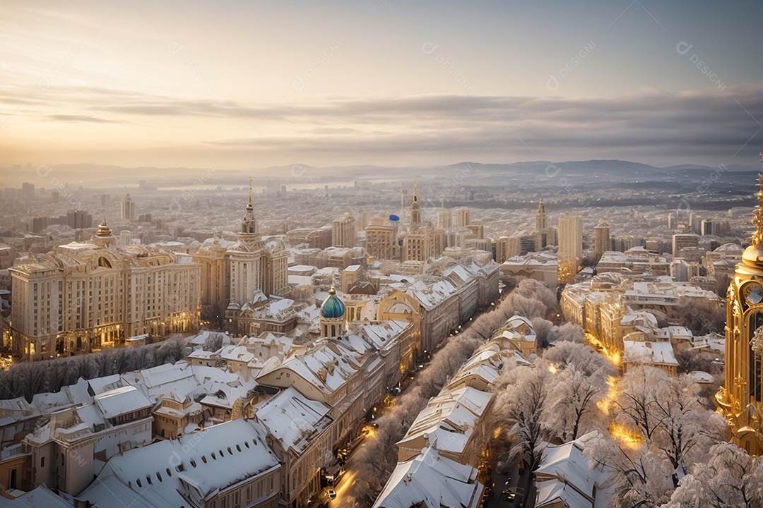 Cartão de mídia social do Dia de Ano Novo com construção e mar espaço para texto IA generativa
