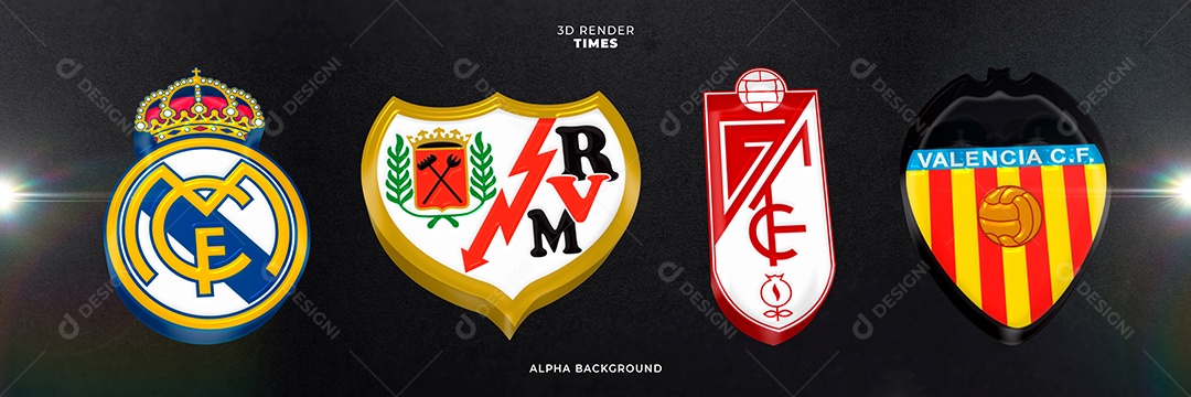 Real Madrid Rayo Vallecano Granada Valencia 3D Icons For PSD Composition