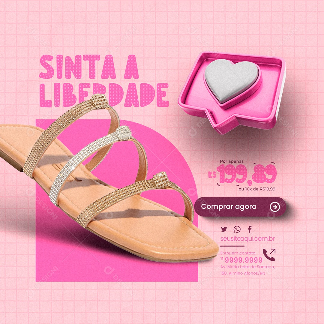 Loja De Sapatos Sinta e Liberdade Comprar Agora Social Media PSD Editável