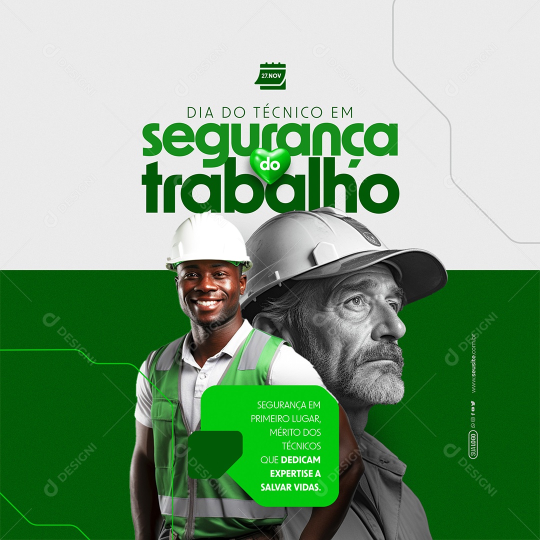 Dia do Técnico de Segurança do Trabalho 27 de Novembro que Dedicam Expertise a Salvar Vidas Social Media PSD Editável
