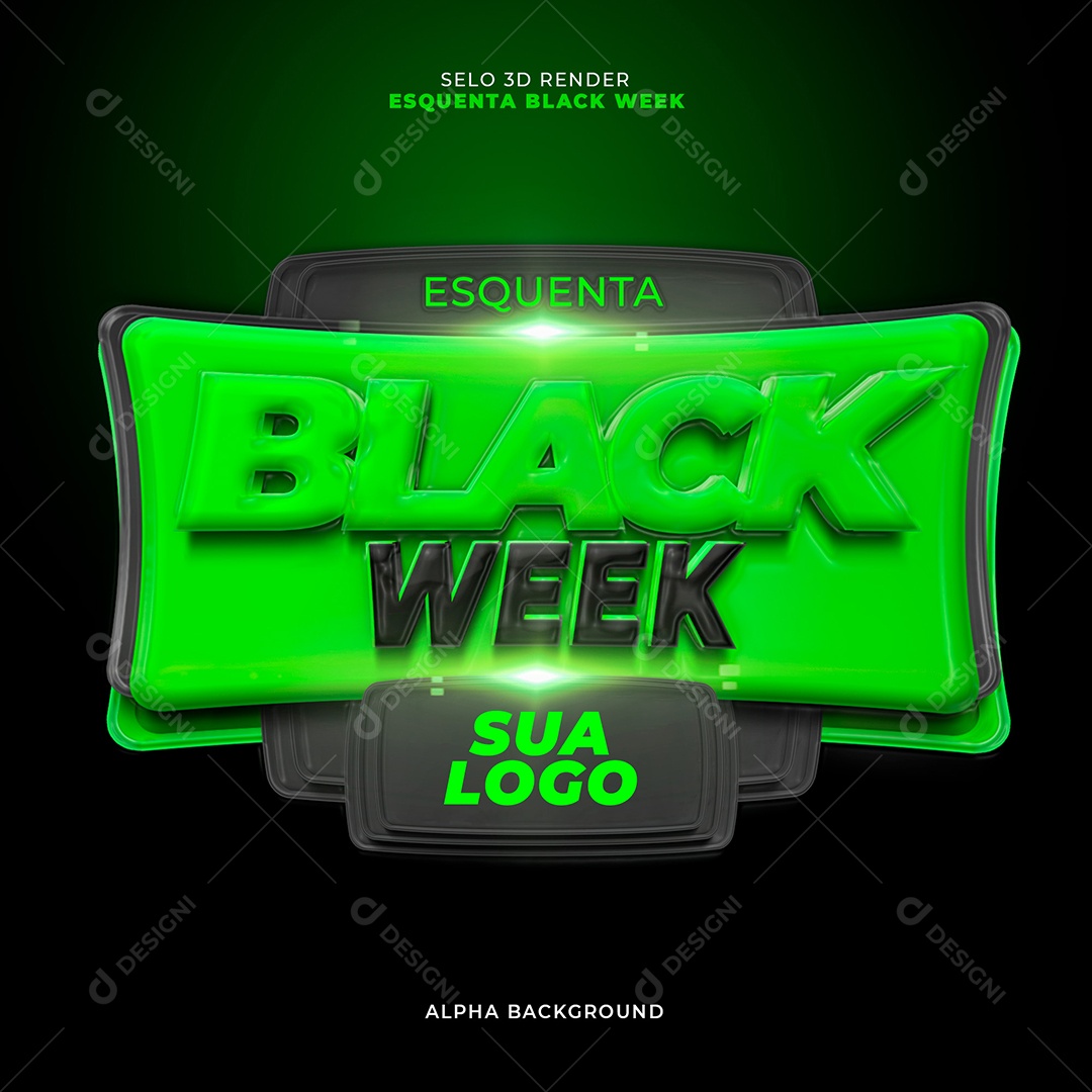 Selo 3D Verde Esquenta Black Week Para Composição PSD