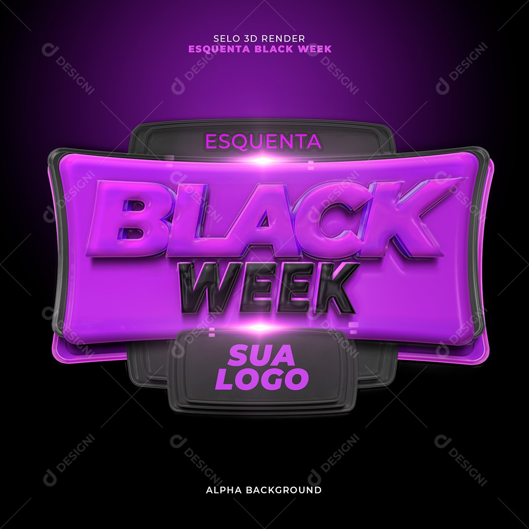 Selo 3D Roxo Esquenta Black Week Para Composição PSD
