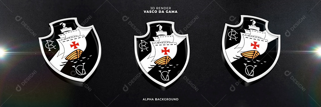 Icones 3D Banner Brasão De Time Vasco Para Composição PSD