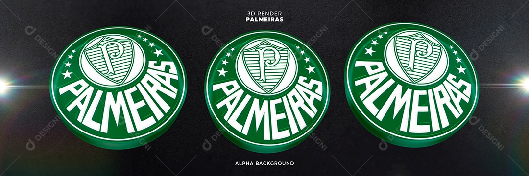 Icones 3D Banner Brasão De Time Palmeiras Para Composição PSD