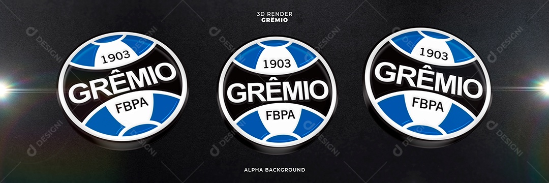 Icones 3D Banner Brasão De Time Grêmio Para Composição PSD