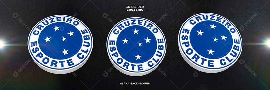 Icones 3D Banner Brasão De Time Cruzeiro Para Composição PSD