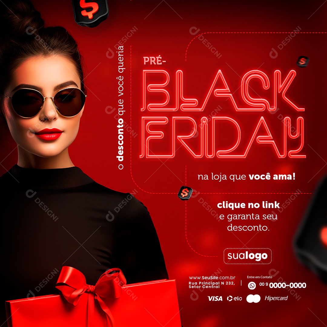 Pré Black Friday o Desconto que Você Queria na Loja que Você Ama Social Media PSD Editável